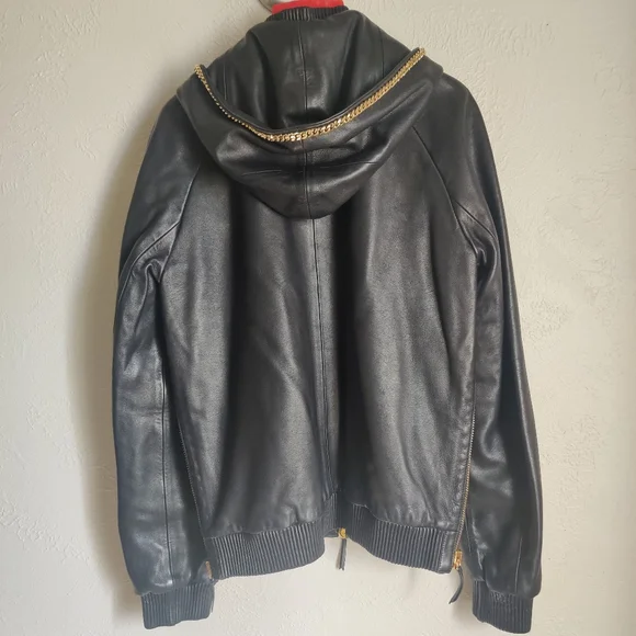 Giuseppe Zanotti Lamb Leather Hoodie Sweater Bomber Jacket - Picture 3 of 12